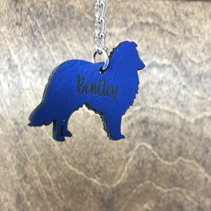 Rough Collie Silhouette With Name (Blue)