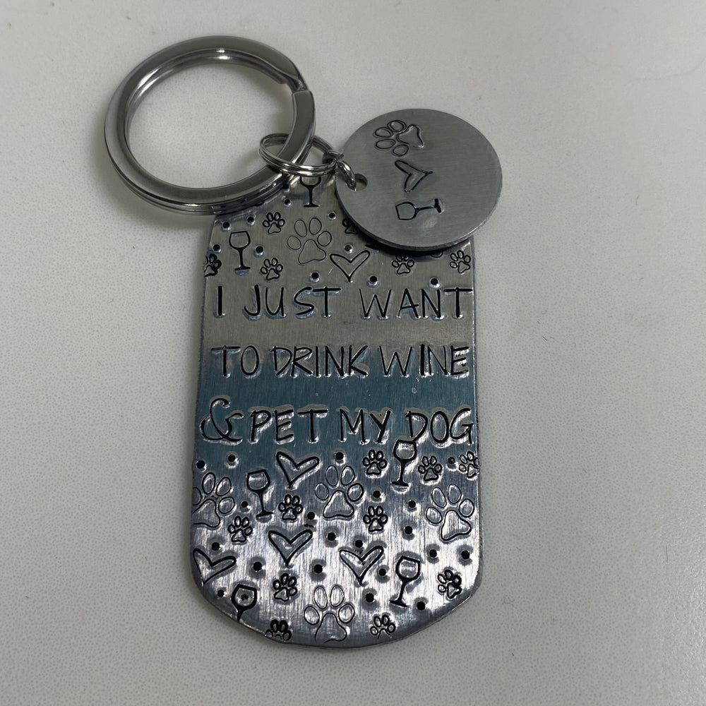 Wine & Dogs Keychain